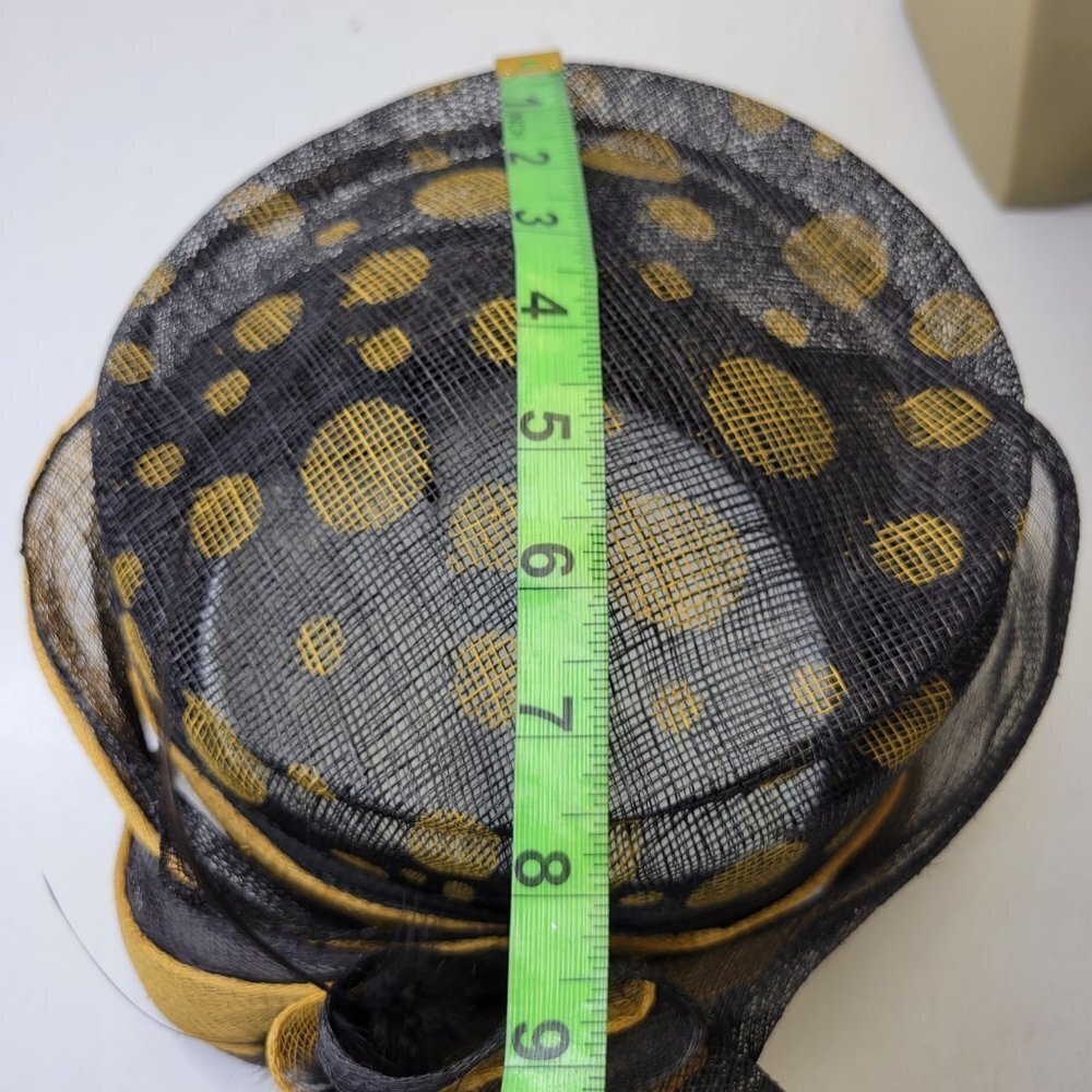 Black and Gold Polka Dots Pillbox Hat Church Hat Weddings - Picture 7 of 15